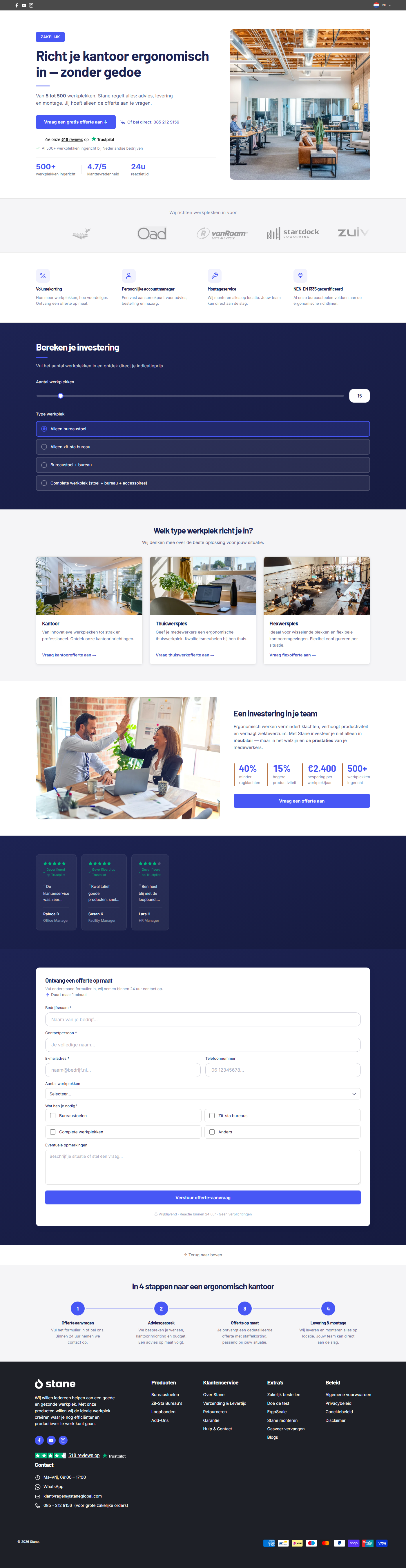Huidige STANE for Business pagina